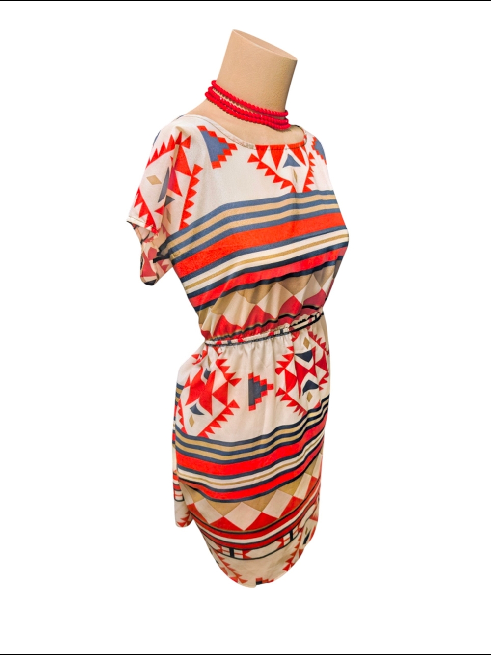 Soprano Boho Aztec Mini Dress Womens Size Medium Elastic Waist Summer Festival